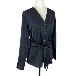RW&Co black satiny blouse